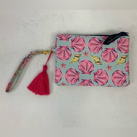 Simply Southern Wristlet Photo Coastal Shells Tropical Travel Wallet Pink Blue - Picture 5 of 9